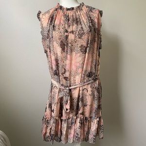 Monkee’s of Winter Park Floral Chiffon Ruffle Sleeveless Tie Dress
